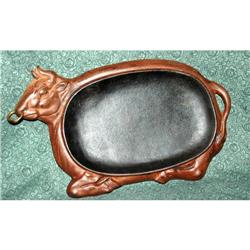 Cast Iron Cow Sizzle Steak / Fajita  Platter  #2218540