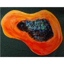 Painted Metal Hawaiian Art Papaya -signed #2218541