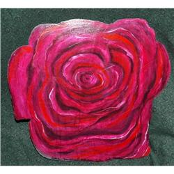 Painted Metal Hawaiian Art Rose -signed #2218542