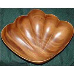 Large Hawaiian  Monkey Pod Wood Shell Bowl  #2218545
