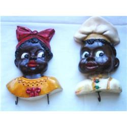 Vintage towels holders Pair husband and wife #2218590