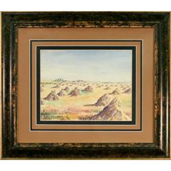 "Hay Stacks" by Edna H. Colbeck - watercolor #2234211