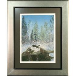 "Winter Stream" by R. Brown - pastel drawing #2234212