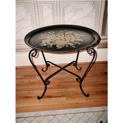 Tole Tray Table France 19th Century Hand Paint #2234221