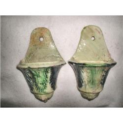 Scottish Majolica Wall Pockets C.1870 Or #2234222