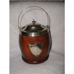 Biscuit Barrel Silver Plated Oak England 19th C#2234223