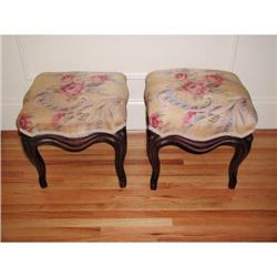 Walnut Stools Benches Pair France C.1900 #2234229