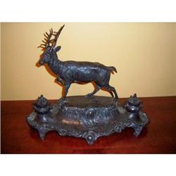 Majestic Cast Bronze Stag Double Inkwell #2234303