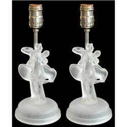 DANCING COUPLE Satin Depression Glass Lamp Set #2234389