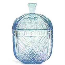 Ice Blue Pressed Glass Art Deco Dresser Jar #2234476