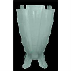 Bagley Blue BAMBOO Art Deco Glass Vase and Frog#2234485