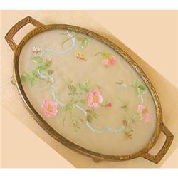P.N.C.W.Brass & Floral Silk Dresser Tray #2234501