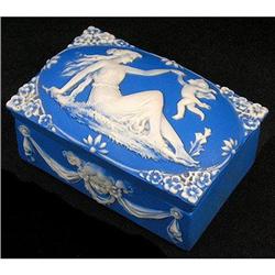 Schafer & Vater Blue Jasperware Powder Box #2234526