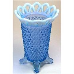 Imperial Katy Blue Opalescent Laced Edge Vase #2234528