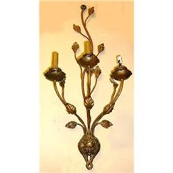 Pair of Iron and Tole Sconces Wal Lights #2234558