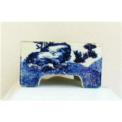 SOMETSUKE  BLUE AND WHITE IKEBANA DISH,EDO #2234628