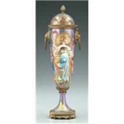 SEVRES ART NOUVEAU Covered Vase Artist Signed #2234633