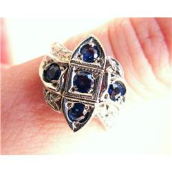 14K White Gold, Sapphire Antique Ring, 1930 #2234651