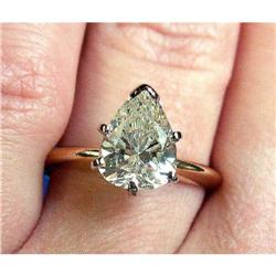 Solitaire Diamond Ring  2.21 Cs 14K Gold Pear #2234654