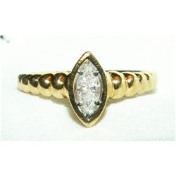 Marquise Diamond Solitaire 14K Y Gold Rope Ring#2234655