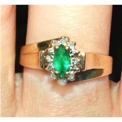 Emerald & Diamond 14K Y&W Gold Ring Band #2234658