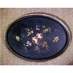 Antique French Hand Painted Tole Tray, Floral #2234679