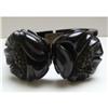 Image 1 : Bakelite Black Acorn Hinged Bangle #2234681