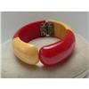 Image 1 : Bakelite Vintage Red/Corn Hinged Bangle #2234684
