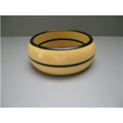 Bakelite Vintage Wide Black and Corn Bangle #2234691