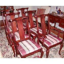 Vintage Set 6 Walnut Queen Anne Dining Room #2234701