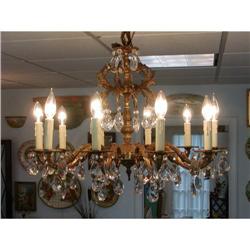 Vintage Ornate 10 Light Brass Chandelier #2234707