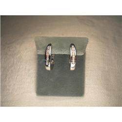 Estate 14K WG Baguette Diamond Hoop Earrings #2234754