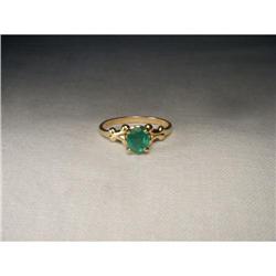 Estate 14K YG Gold Emerald Solitaire Pinky Ring#2234757