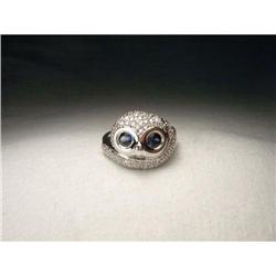 Estate 18K WG Sapphire Pave Diamond Owl Ring #2234758
