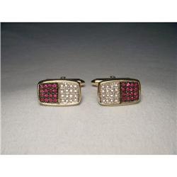 14K Gold Diamond Pink Sapphire Mens Cufflinks #2234759