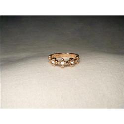 Estate 14K Pink Rose Gold Diamond Flower Ring #2234786