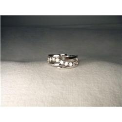 14K WG White Gold Swirl Diamond Band Ring #2234787