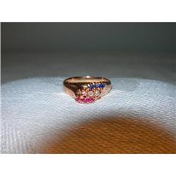 14K Pink Rose Gold Ruby Sapphire Diamond Ring #2234789
