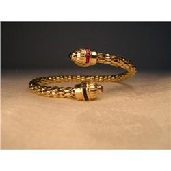 Unique Estate 14K YG Gold Ruby Sapphire Bangle #2234794