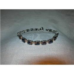 14K WG Gold Sapphire Diamond Tennis Bracelet #2234796