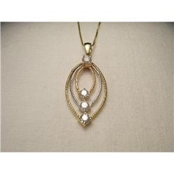 14K Tri-Color Gold Diamond Filigree Pendant #2234803