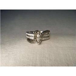 14K WG Gold Blue White Diamond Swirl Band Ring #2234807
