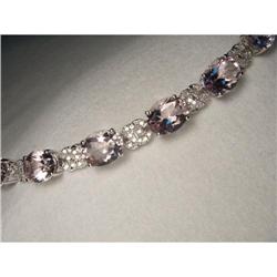 14K WG Pink Amethyst Diamond Tennis Bracelet #2234834