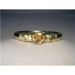 Estate 14K Gold Peridot Citrine Bangle Bracelet#2234842