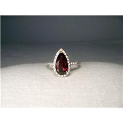 Estate 14K WG Micro Pave Diamond Garnet Ring #2234845