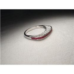 Estate 18K WG Gold Ruby Pave Diamond Ring #2234851