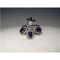 18K Black WG Gold Sapphire Diamond Floral Ring #2234852