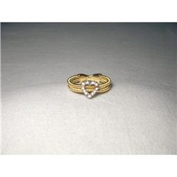 18K Yellow Gold Diamond Heart Mesh Band Ring #2234856