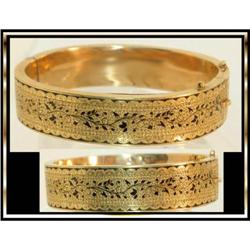 Victorian Enamel Fancy gold hinged Bracelet #2234877