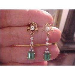 14k Diamond Tourmaline Dangle Earrings #2234898
